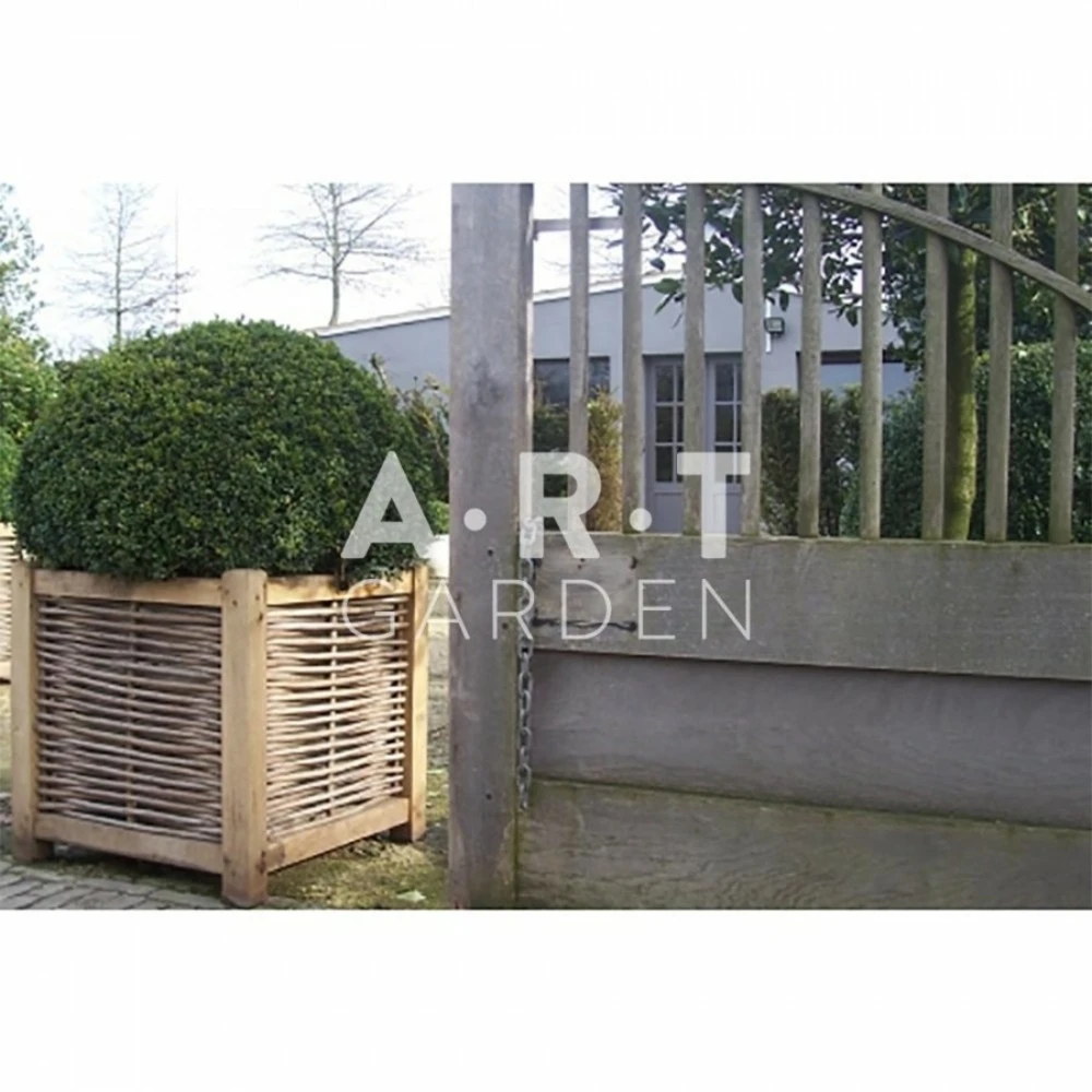 Jardinière En Chêne Avec Tressage Noisetier - Avec Bac Intérieur - 60 X 60 X 60 Cm 6 Jardinière En Chêne Avec Tressage Noisetier - Avec Bac Intérieur - 60 X 60 X 60 Cm – Image 4