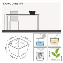 LECHUZA Jardinière Bacino Cottage All-in-one 30x30 Cm Blanc 11 LECHUZA Jardinière Bacino Cottage All-in-one 30x30 Cm Blanc -Promos Botanisia Magasin 6479895431e5b7.09786384