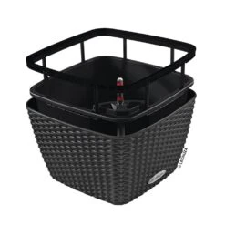 LECHUZA Jardinière Bacino Cottage All-in-one 30x30 Cm Noir Graphite -Promos Botanisia Magasin 6479895b664872.76464178