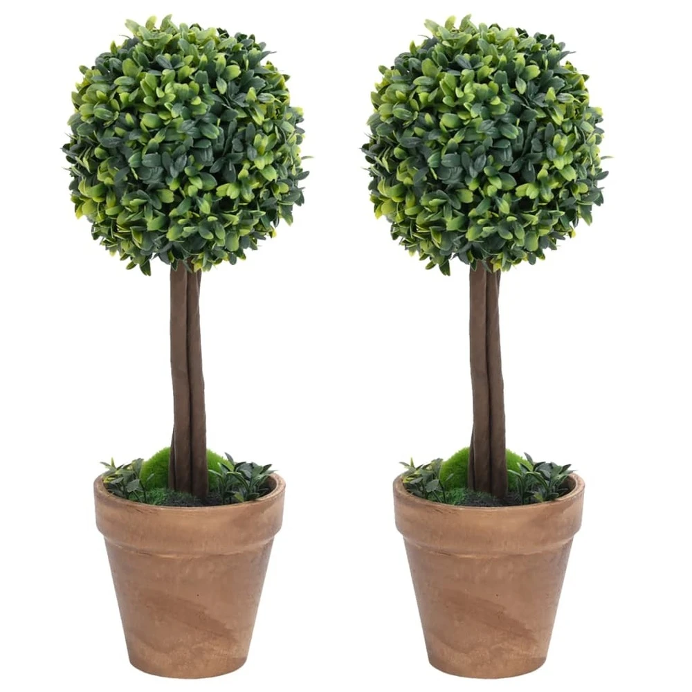 VIDAXL Plantes De Buis Artificiel 2 Pcs Avec Pots Boule Vert 56 Cm 3 VIDAXL Plantes De Buis Artificiel 2 Pcs Avec Pots Boule Vert 56 Cm